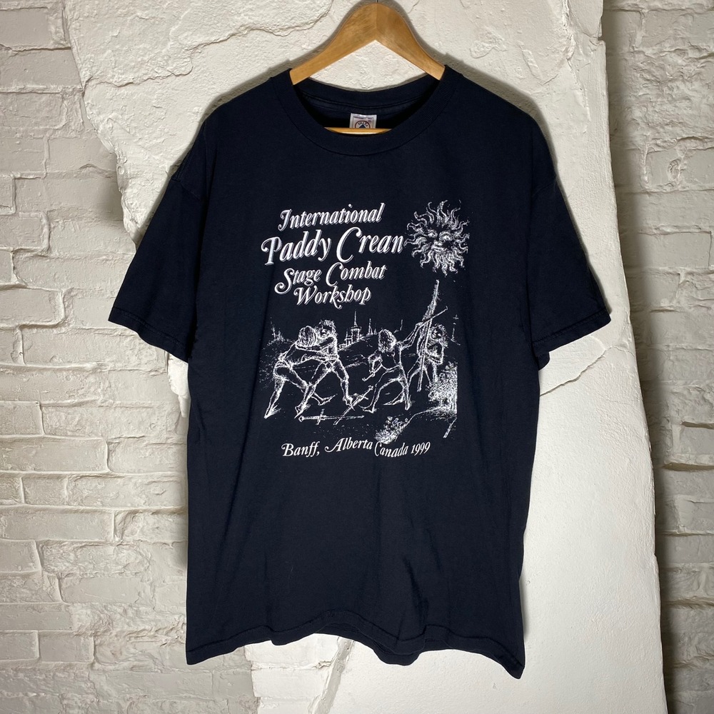 Vintage 1999 Paddy Crean Stage Combat Workshop T-Shirt XL Delta Pro Weight Black